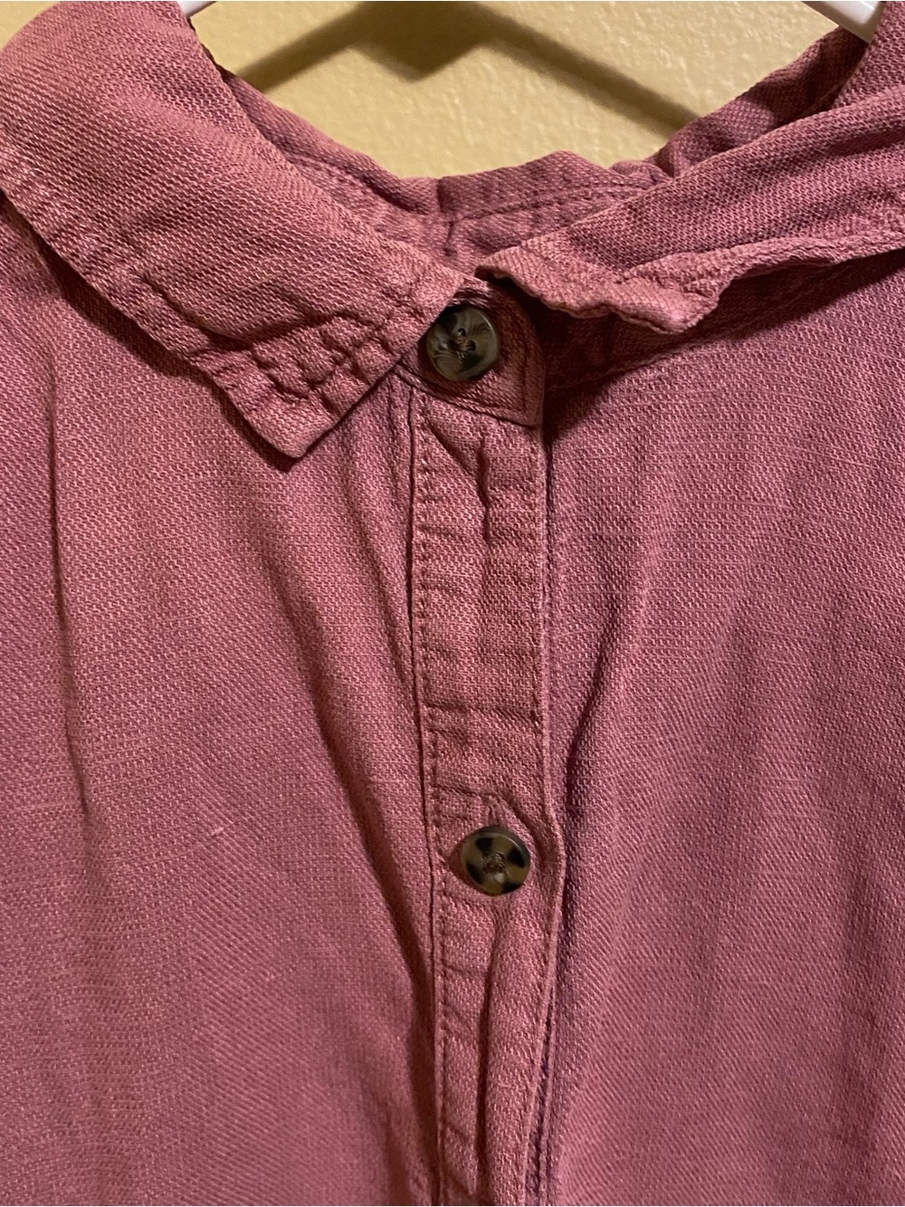 Dusty pink button up linen mini dress shirt dress - Picture 8 of 11